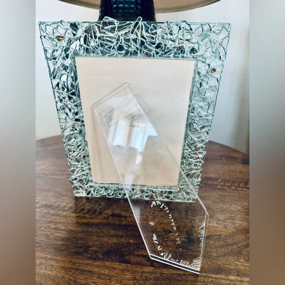Vintage 5x7 fused glass frame handcrafted one of a kind gift wedding pictures - Picture 8 of 10